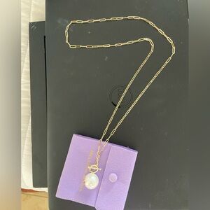 Melinda Maria Chain and Pearl pendant- chain is 28 in long -